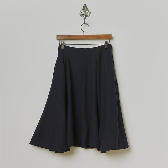 Ann Taylor Black Linen Blend A-Line Midi Skirt Size 6 Quiet Luxury Capsule - Picture 1 of 7